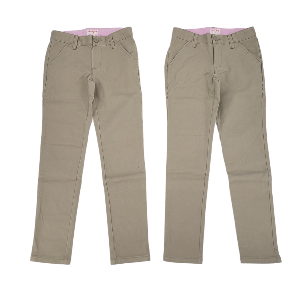 NWT Cat & Jack Girls School Uniform Pants Size 8 - Two Pack Sourdough Beige